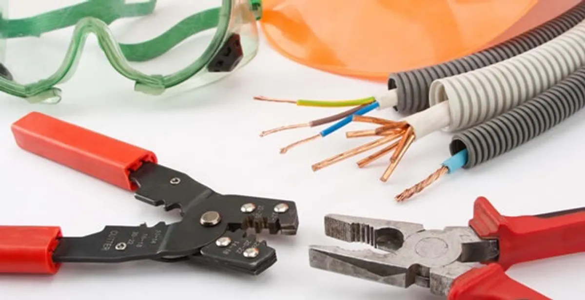 Electrical wiring repair with professional tools and safety equipment in Middleton, WI